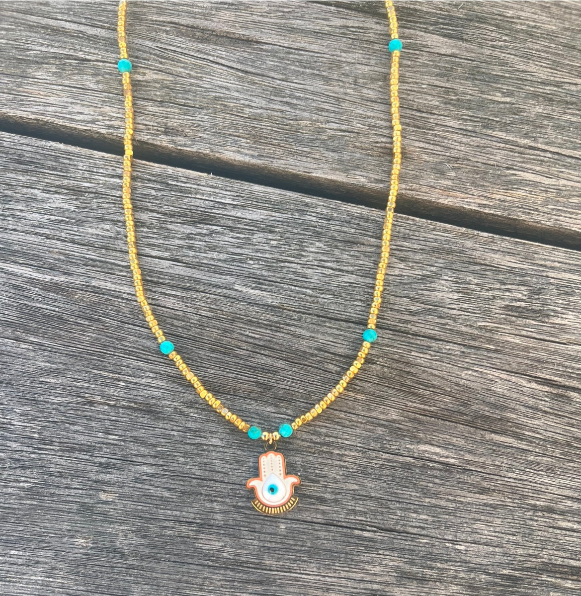 Hamsa evil eye necklace