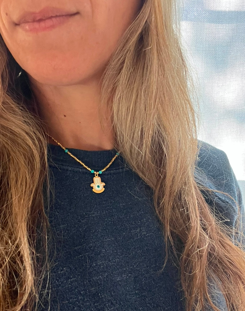 Hamsa evil eye necklace