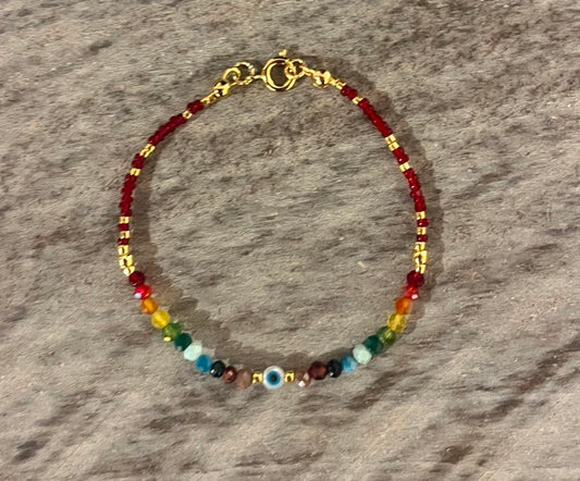 Rainbow evil eye bracelet